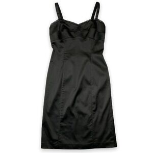 Elegant Black Satin Women's Dress